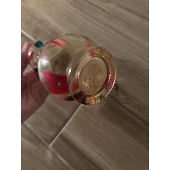 Small Oil Lamp Multi Colored Striped Made In Hong Kong 7.75" Tall 5A - Picture 5 of 7